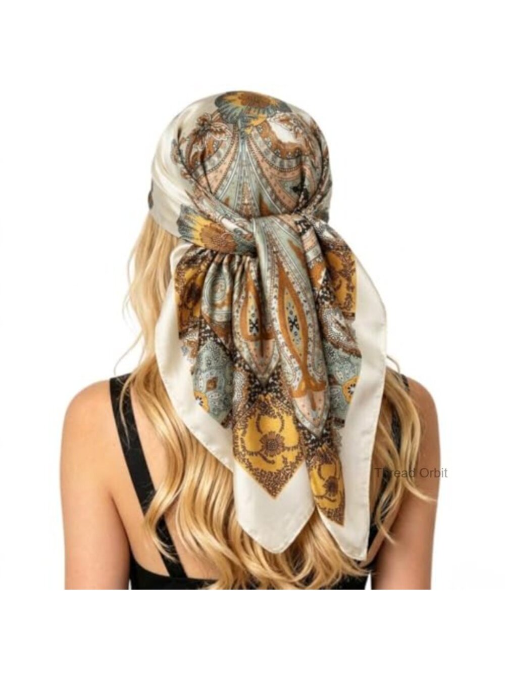 Large Satin Head Scarf Women Silk Like Hair Neck Scarf Bandana Paisley
